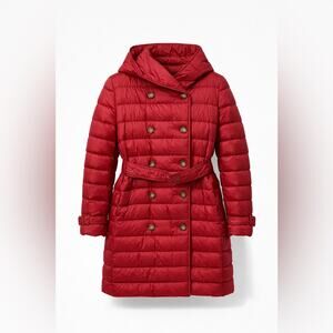 Sale end 3/10Burberr Witley Belted Long Puffer Coat red